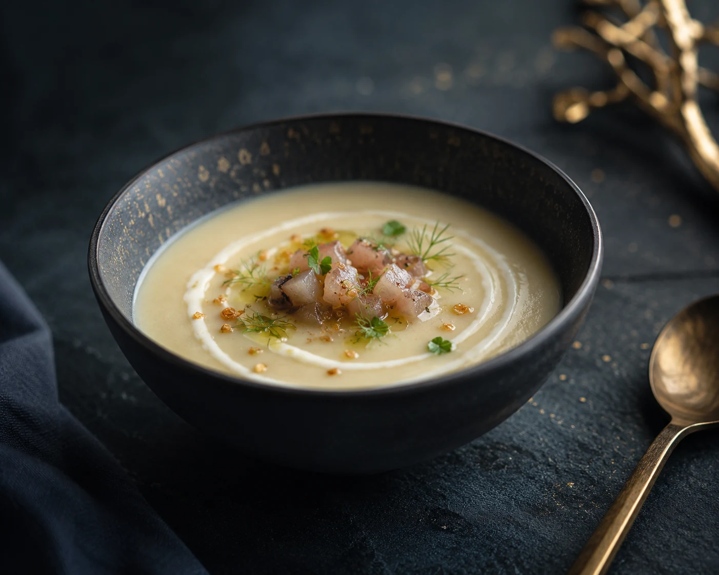 Velouté chou-fleur & hareng fumé